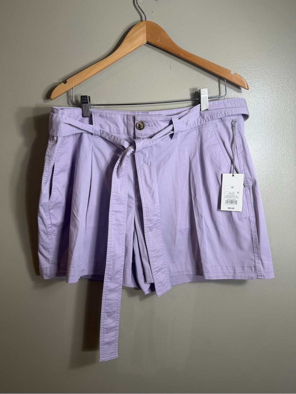 NWT A New Day Lilac Tie Waist Shorts Size 16 Pastel Purple Summer